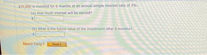 5 percent interest on $10 000 for 6 months