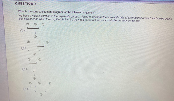Solved QUESTION 7 What is the correct argument diagram for | Chegg.com