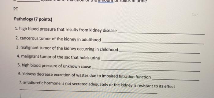 Solved PT Pathology (7 points) 1. high blood pressure that | Chegg.com