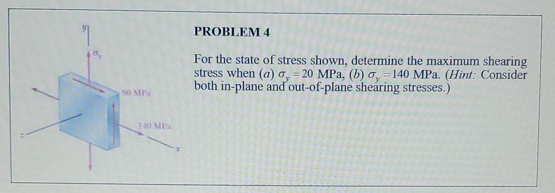 Solved For the state of stress shown, determine the maximum | Chegg.com