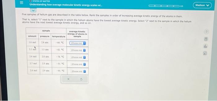 Solved Five samples of helium gas are described in the table | Chegg.com