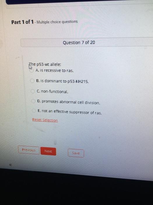 Solved Part 1 of 1 - Multiple choice questions Question 7 of | Chegg.com