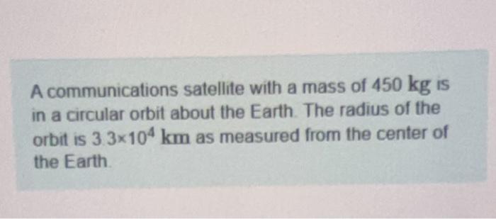 Solved A Communications Satellite With A Mass Of 450 Kg Is | Chegg.com