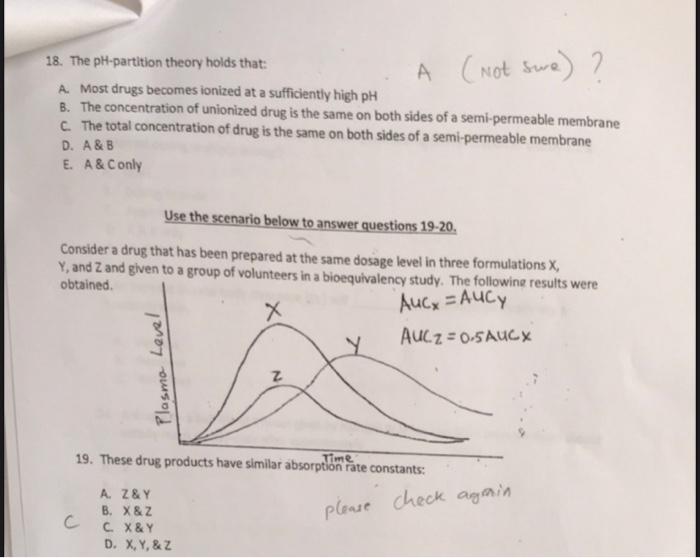 Solved A not swe 18. The pH partition theory holds Chegg