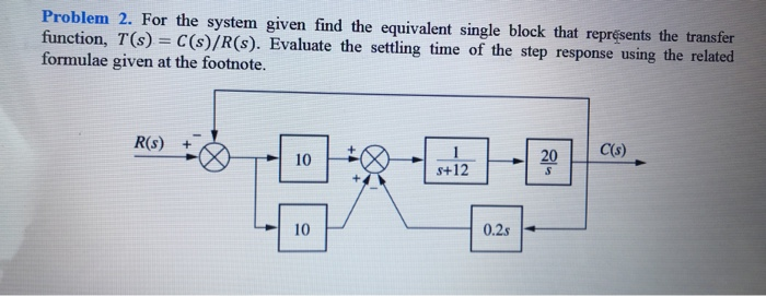 Solved Problem 2. For the system given find the equivalent | Chegg.com