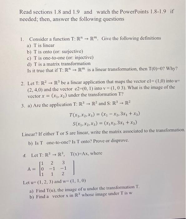 Solved Read sections 1.8 and 1.9 and watch the PowerPoints | Chegg.com