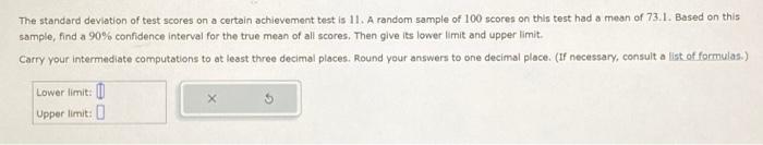 Solved The standard deviation of test scores on a certain | Chegg.com