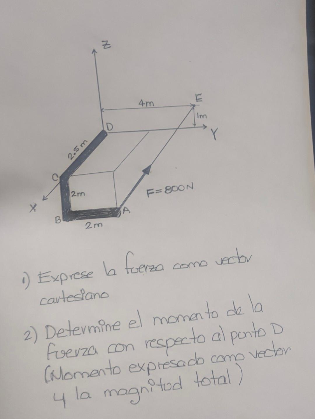 Solved exprese la fuerza como vector Determine el momento de | Chegg.com