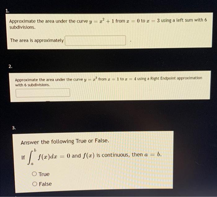 Solved 1. Approximate the area under the curve y = + 1 from | Chegg.com