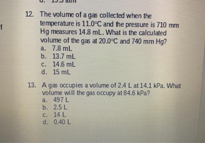 Solved 8. Convert The Pressure 2.50 Atm To KPa (1 Atm = 1