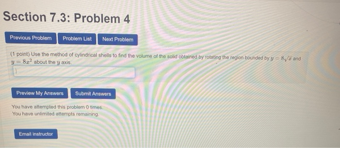 Solved Section 7.3: Problem 4 Previous Problem Problem List | Chegg.com