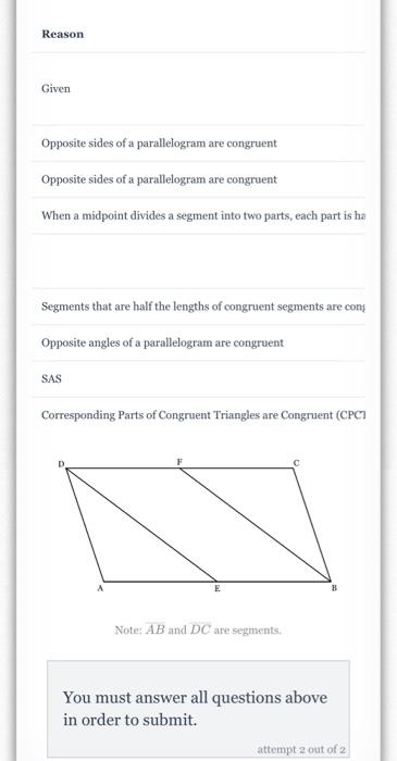 Solved Fill In The Missing Statement And Reason Of The Proof | Chegg.com