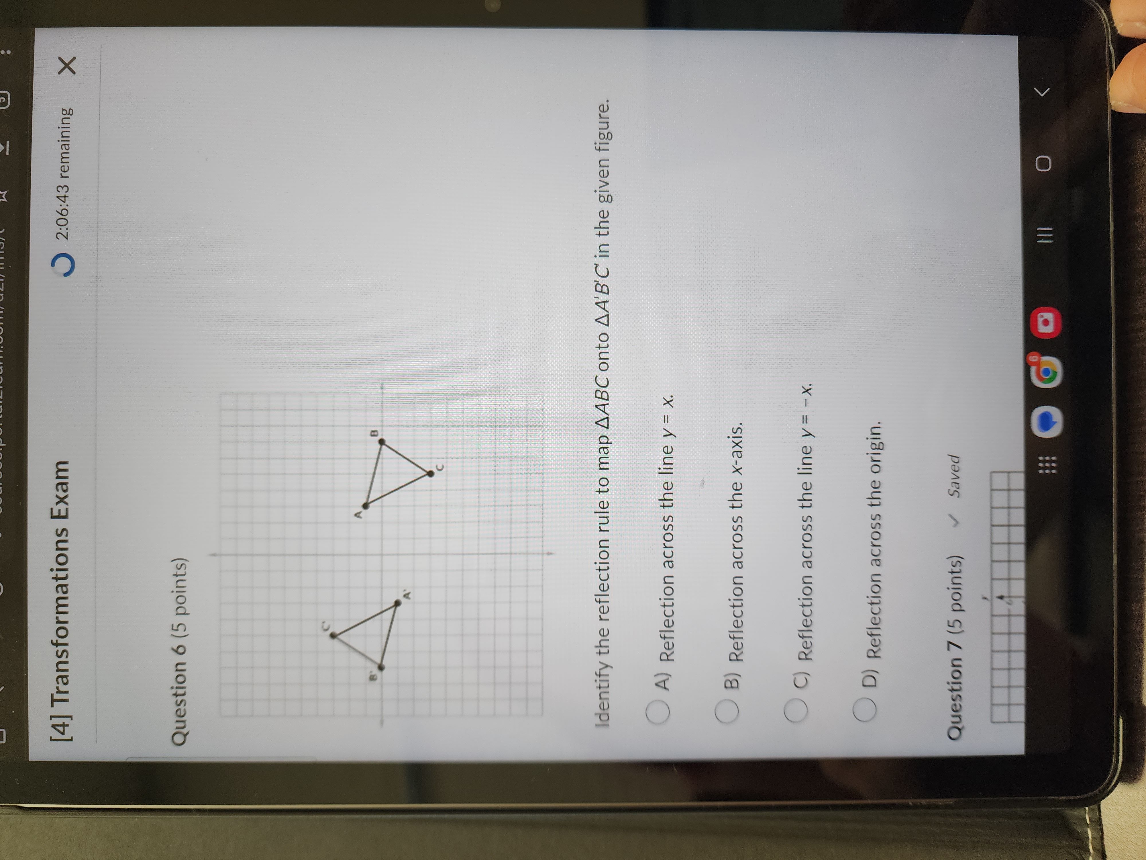 Solved Question 6 (5 ﻿points)Identify the reflection rule to | Chegg.com