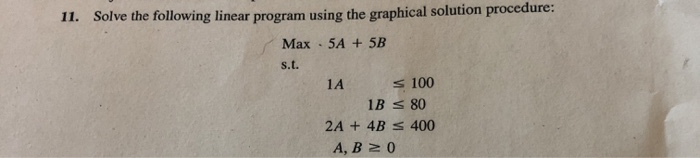 Solved Problems 10. For the linear program est Max 2A + 3B | Chegg.com