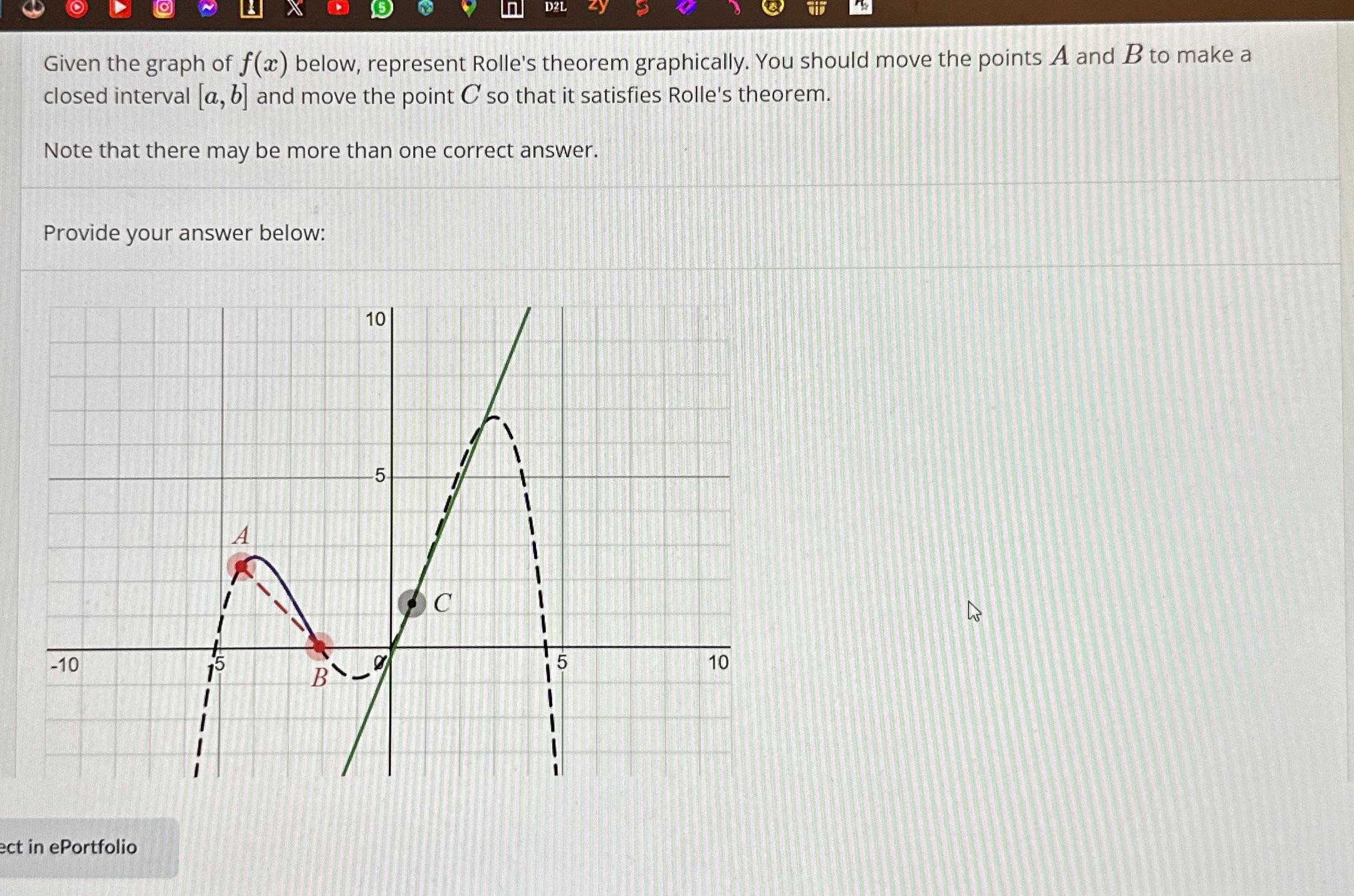 solved-given-the-graph-of-f-x-below-represent-rolle-s-chegg