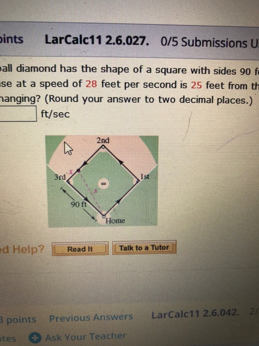 Solved A Baseball Diamond Has The Shape Of A Square With | Chegg.com