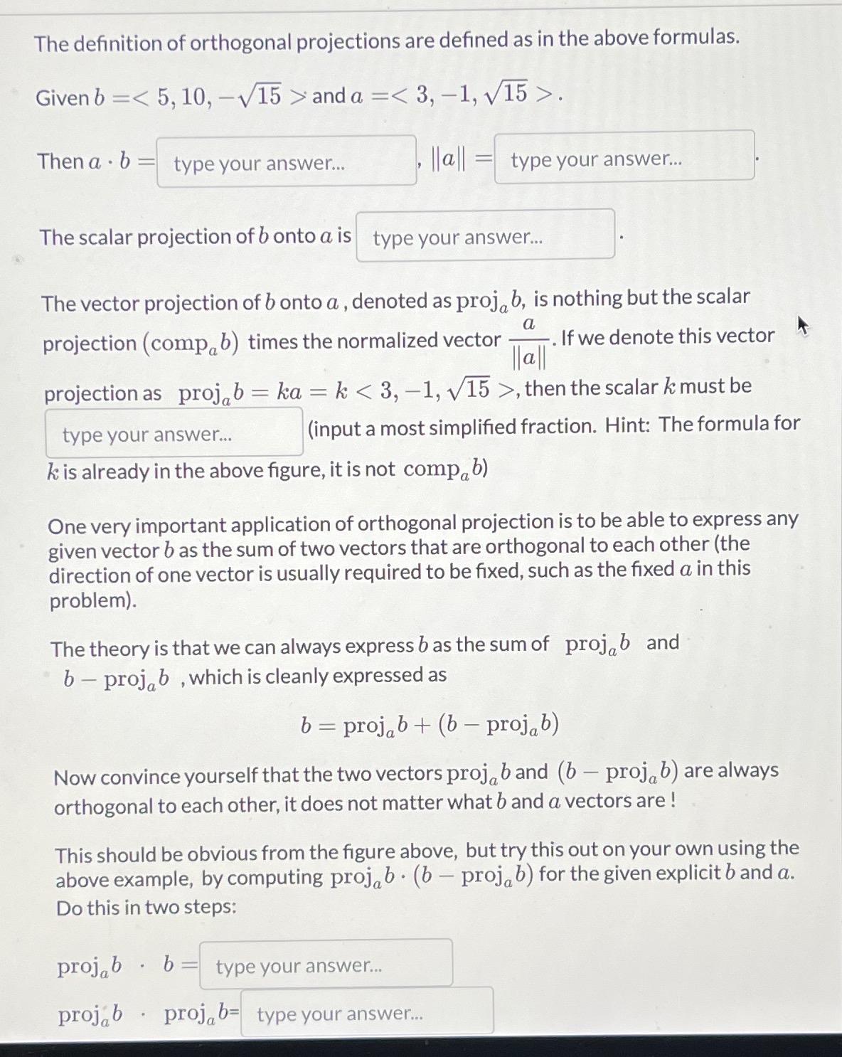 Solved The definition of orthogonal projections are defined