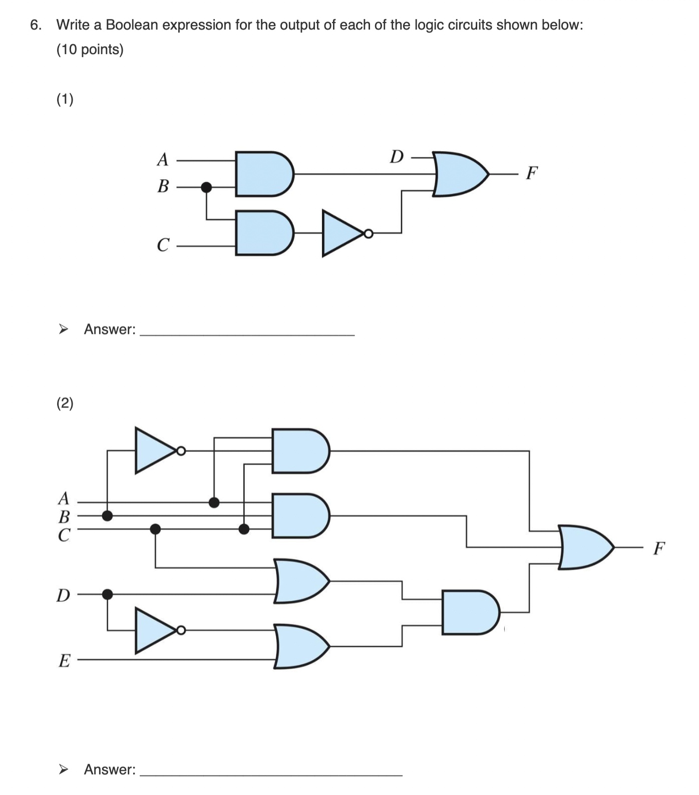 Solved 6. ﻿Write a Boolean expression for the output of each | Chegg.com