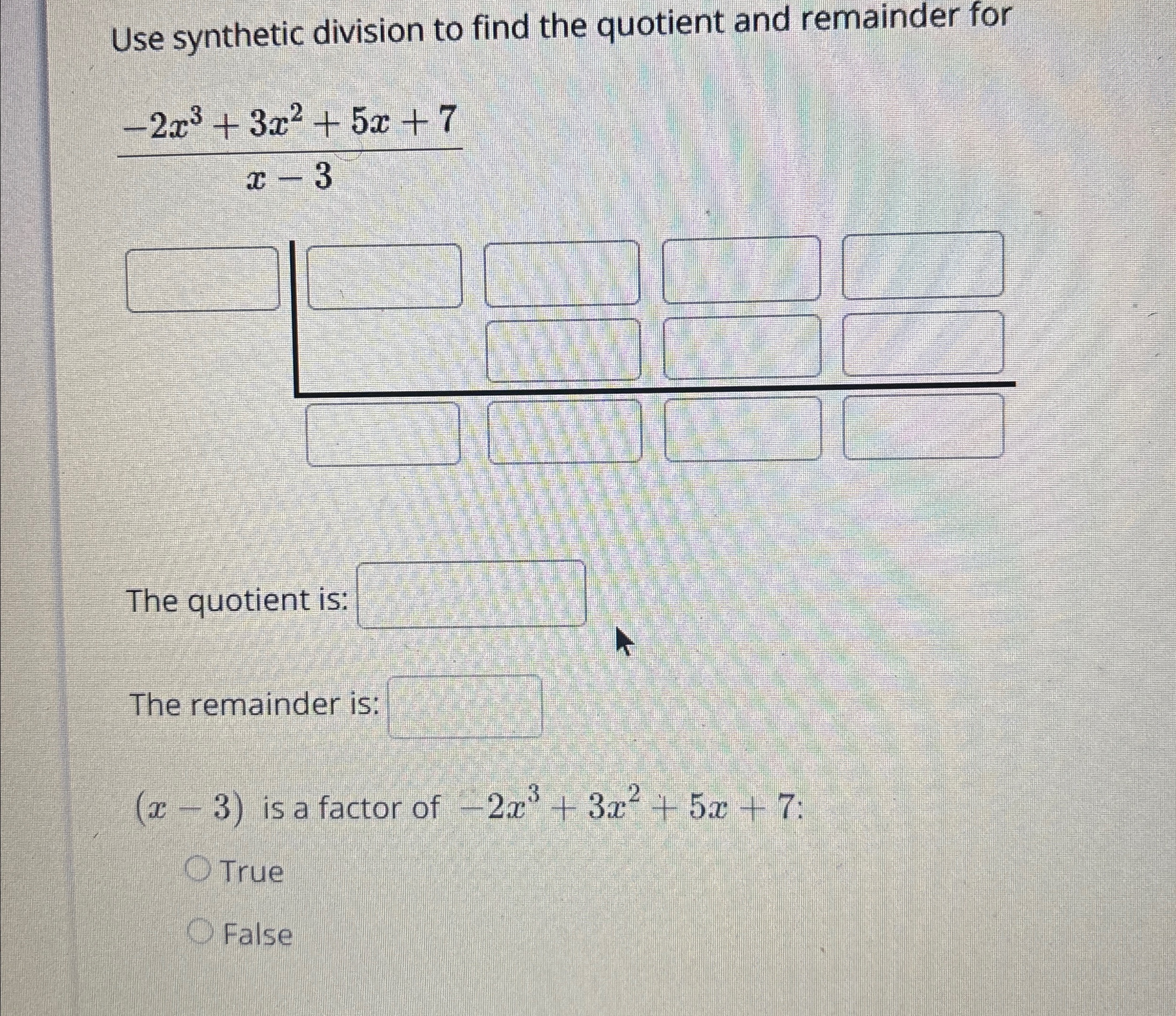 Solved Use synthetic division to find the quotient and | Chegg.com