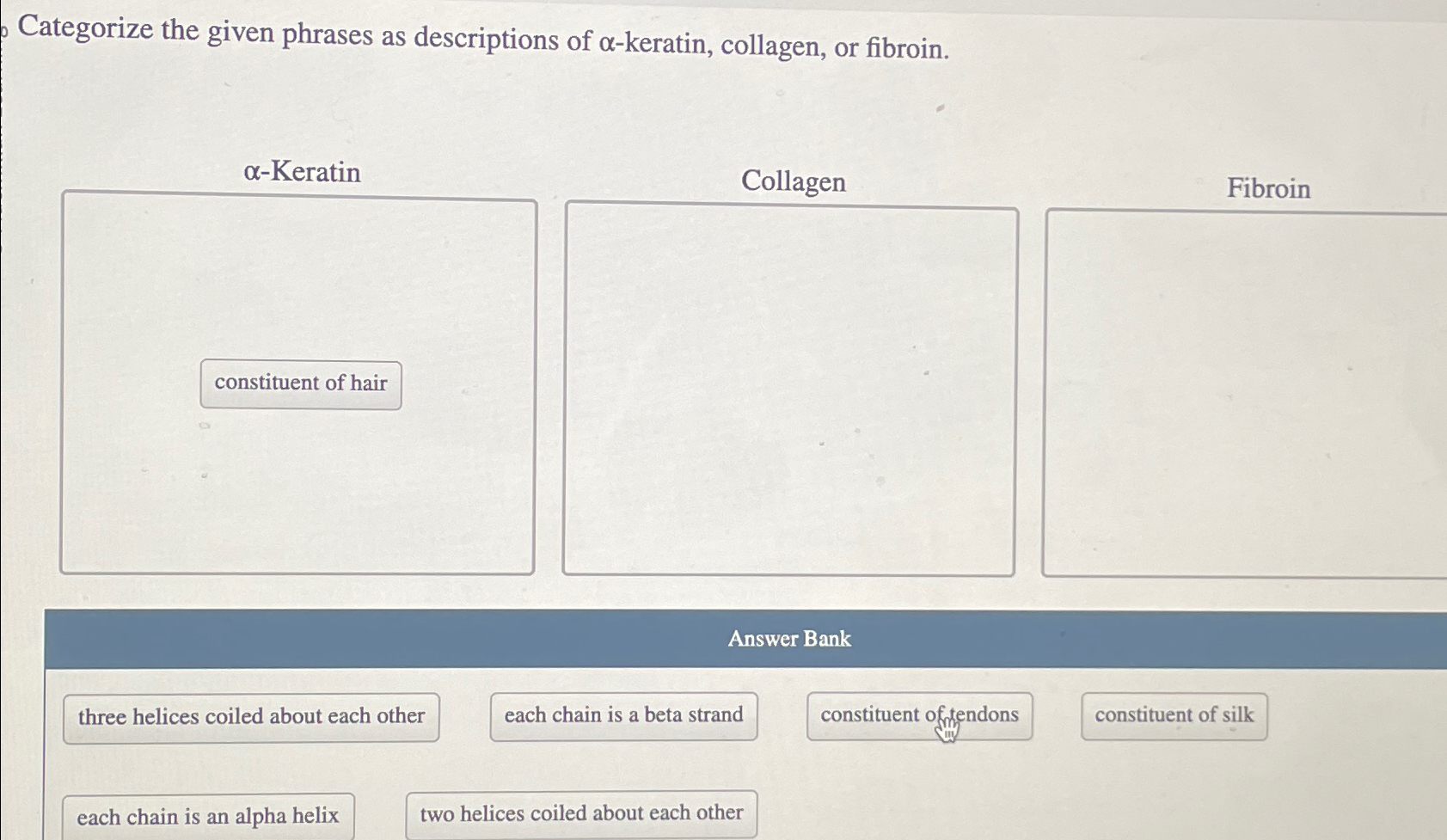 Solved Categorize the given phrases as descriptions of | Chegg.com