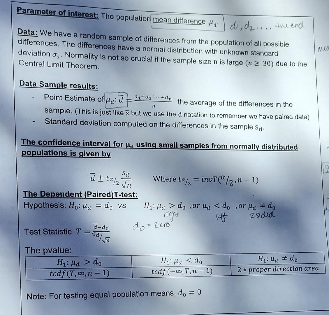 Solved Data: We have a random sample of differences from the | Chegg.com