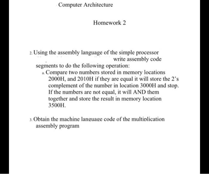 computer architecture homework