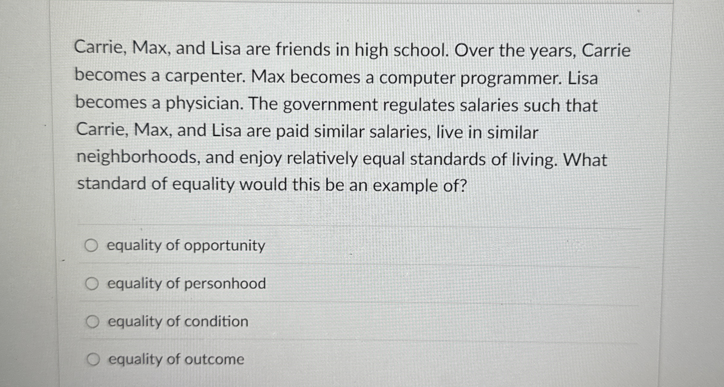 [Solved] Carrie, Max, and Lisa are friends in high school.