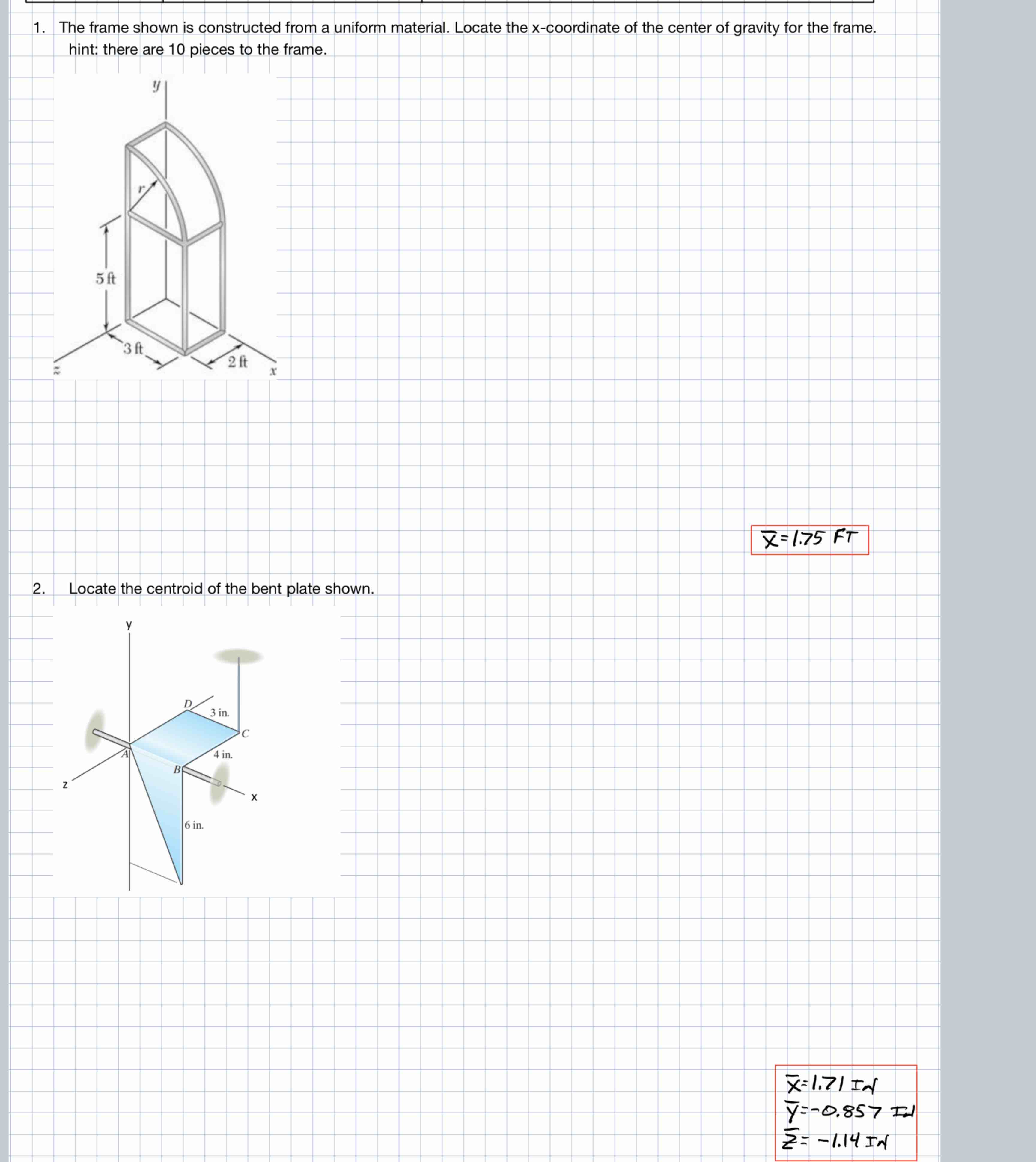 Solved 1. ﻿The frame shown is constructed from a uniform | Chegg.com
