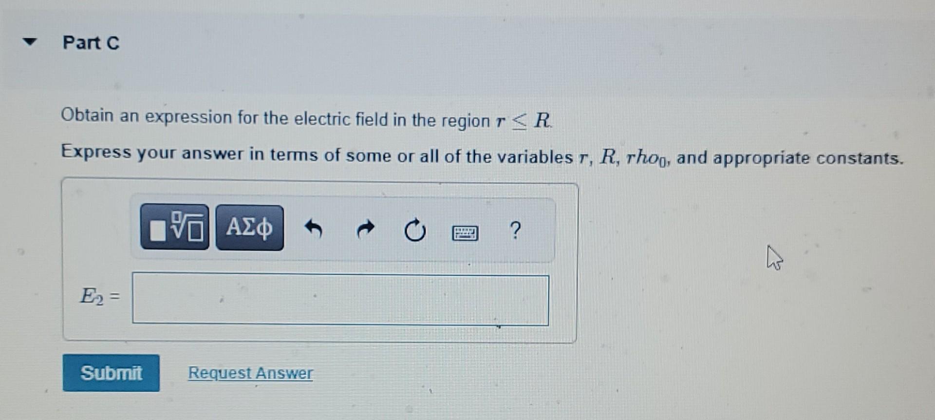 Solved Obtain an expression for the electric field in the | Chegg.com