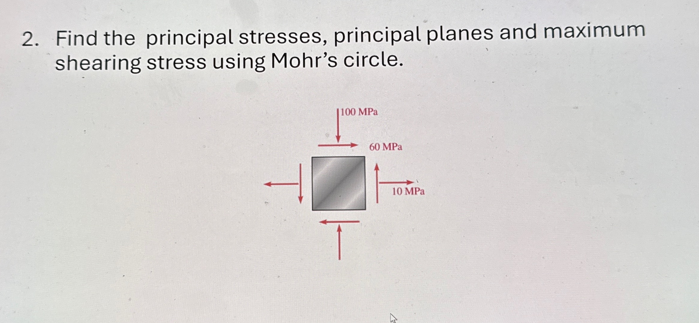 Solved Find the principal stresses, principal planes and | Chegg.com