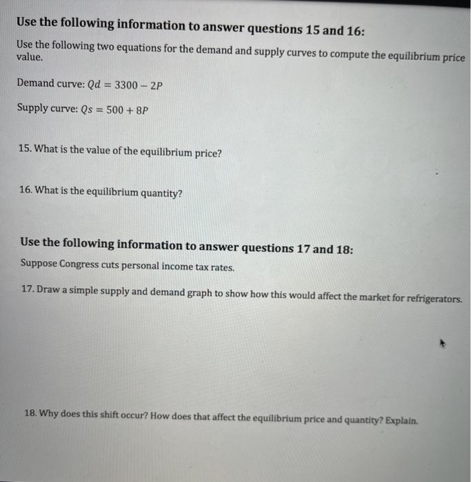 Solved Use the following information to answer questions 6 | Chegg.com