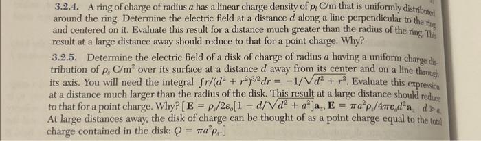Solved 3.4.2. For the problem of a ring of charge in Problem | Chegg.com