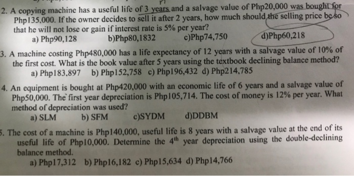 Solved 2. A copying machine has a useful life of 3 years and | Chegg.com