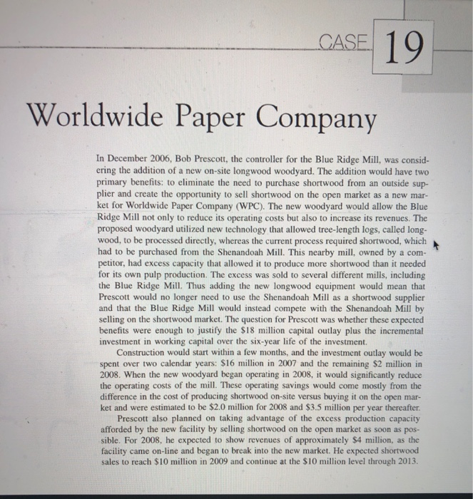 Solved What discount rate should Worldwide Paper Company