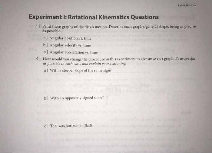 Solved: Lab 9: Rotation Experiment I: Rotational Kinematic... | Chegg.com