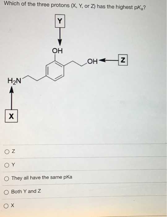 Solved Which Of The Three Protons X Y Or Z Has The Hi Chegg Com