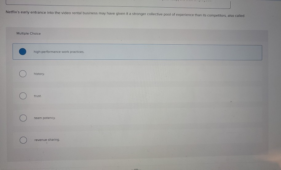 Solved nalysis: High Performance Work Practices at Netflix i | Chegg.com