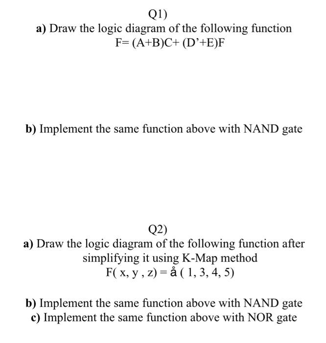 Q1 A Draw The Logic Diagram Of The Following Fun Chegg Com