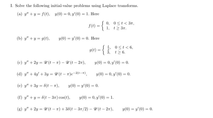 Solved I Solve The Following Initial Value Problems Using 7740