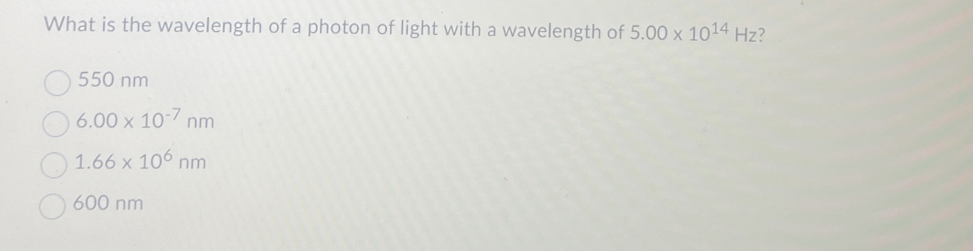 Solved What is the wavelength of a photon of light with a | Chegg.com