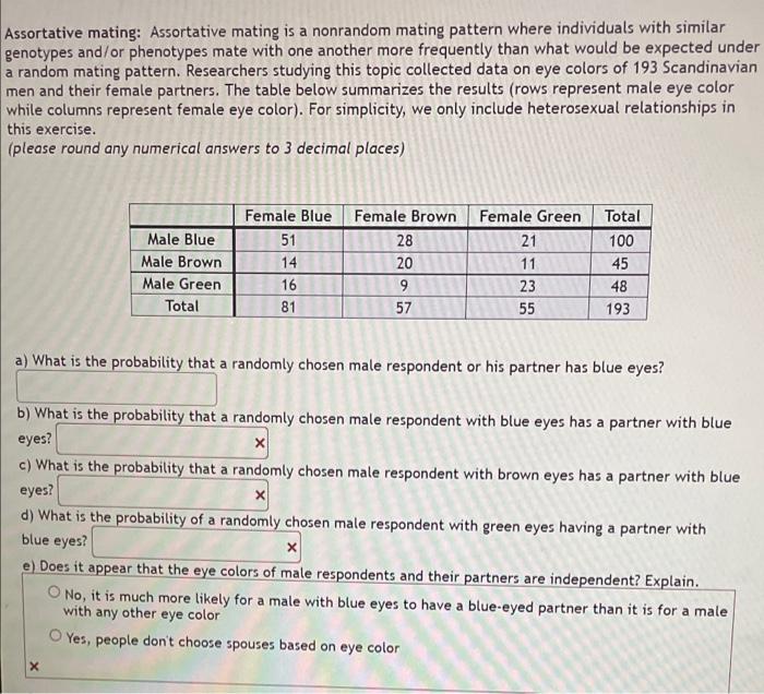 [Solved]: Assortative Mating: Assortative Mating Is A Nonra