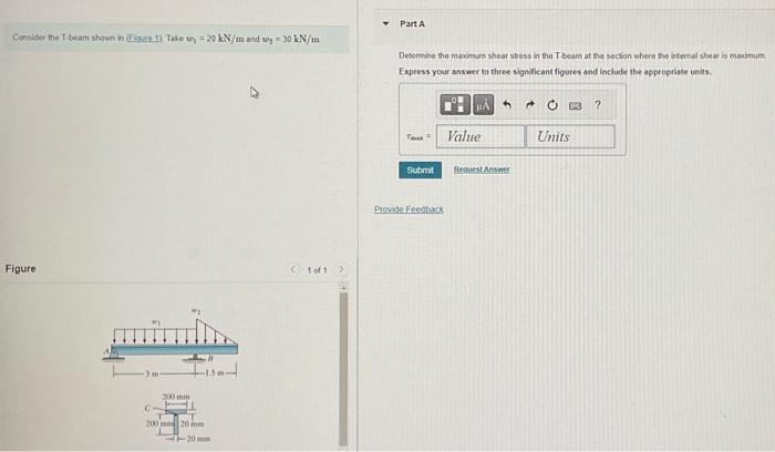 Solved Conider the T-beam shown in (Gonce 1) Take in =20kN/m | Chegg.com