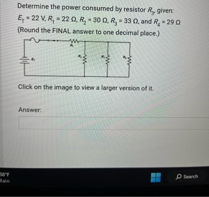 Solved Determine the power consumed by resistor R3, given