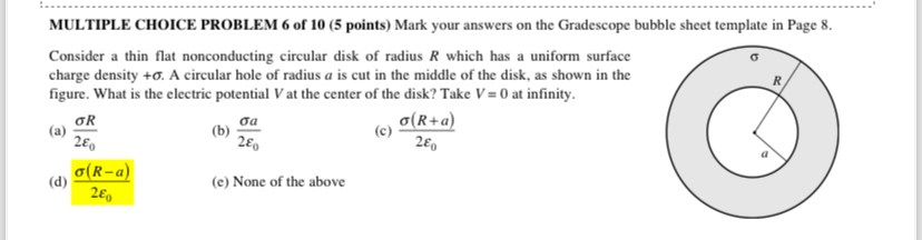 [Solved]: MULTIPLE CHOICE PROBLEM 6 of 10 (5 points) Mark yo