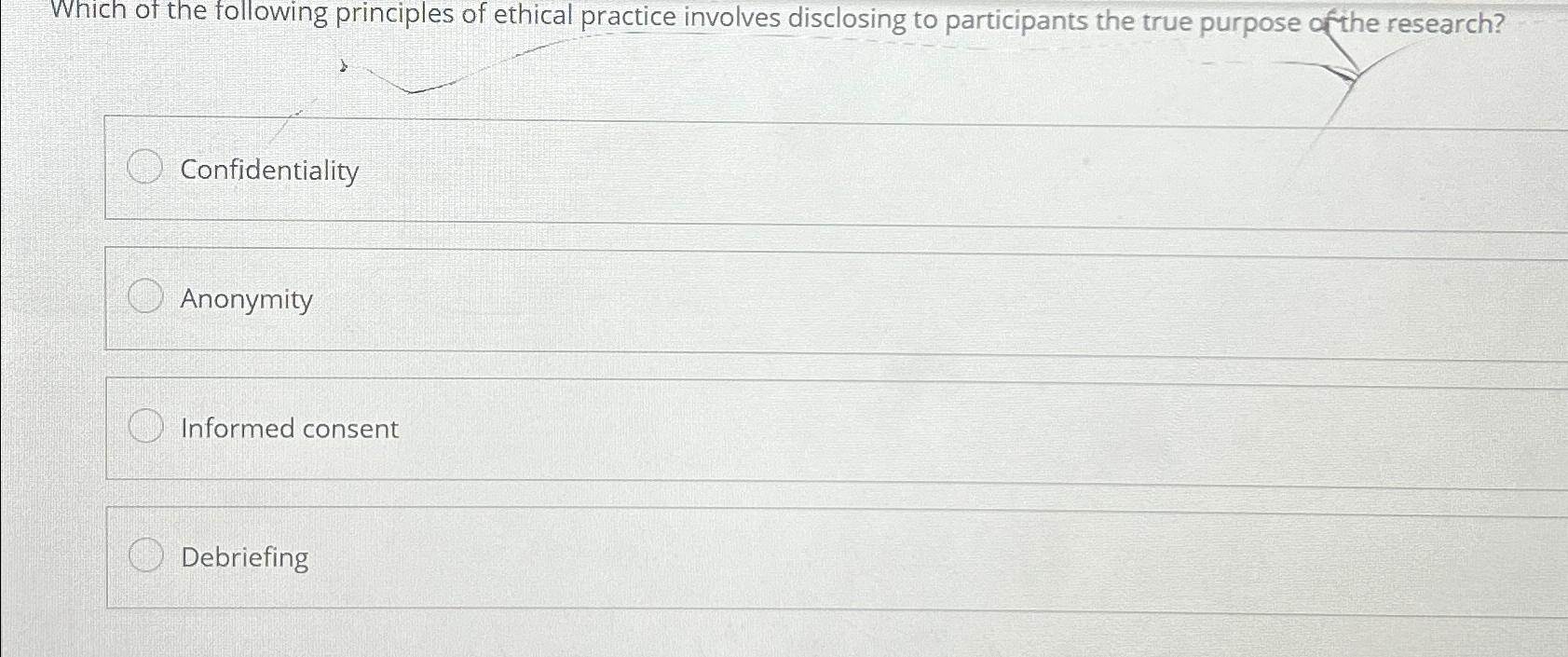 Solved Which of the following principles of ethical | Chegg.com