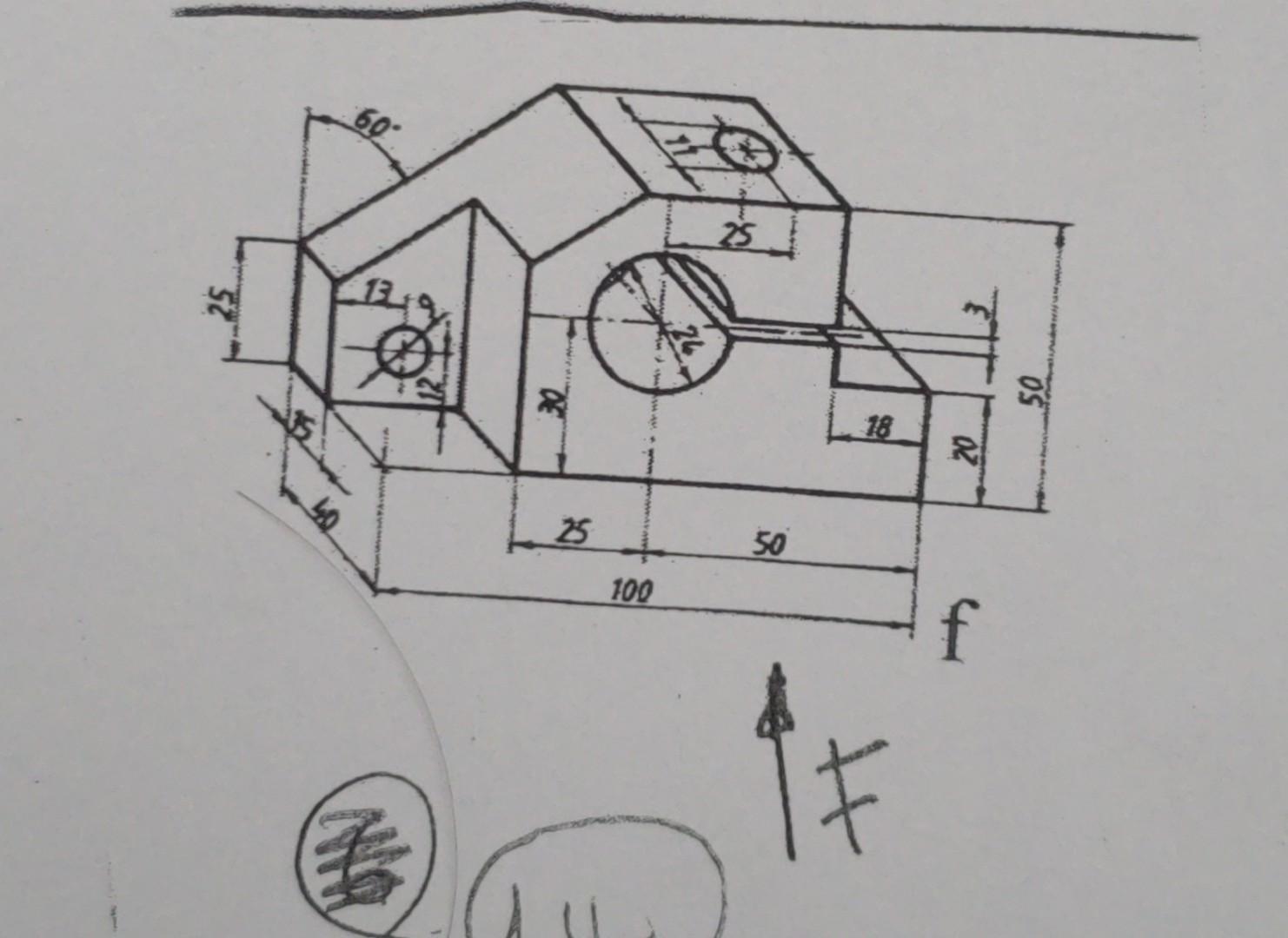 Solved Draw it with three views (front ,top, side) With | Chegg.com