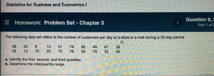 Solved Statistics for Business and Economics I Homework: | Chegg.com