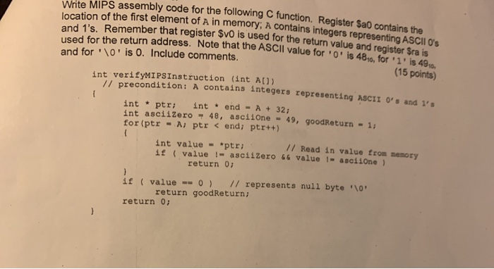 Write MIPS assembly code for the following C | Chegg.com