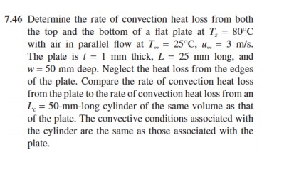 Solved 7.46 Determine the rate of convection heat loss from | Chegg.com