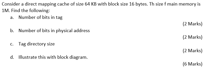 Solved Consider a direct mapping cache of size 64 KB with | Chegg.com